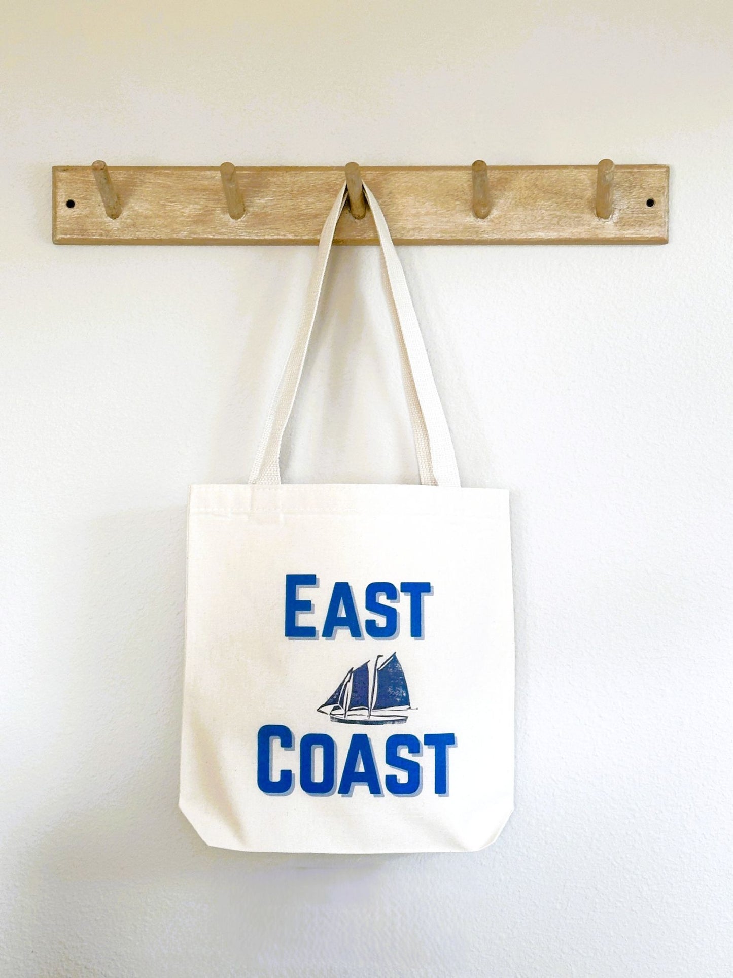 East Coast Sailboat Block Print Tote Bag