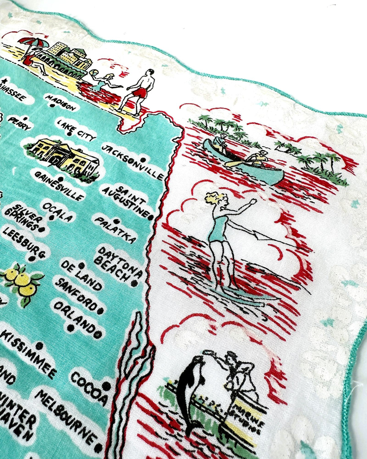Florida Vintage 1950s Linen Hankie READY TO FRAME
