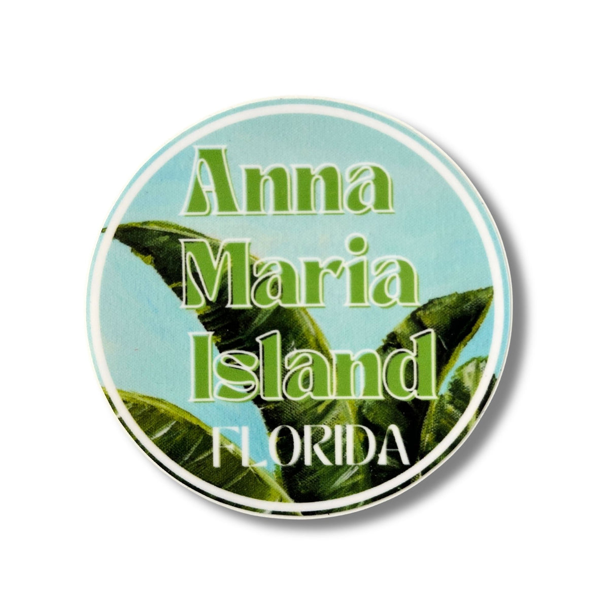 Florida Anna Maria Island Banana Leaves Painting Weatherproof Sticker