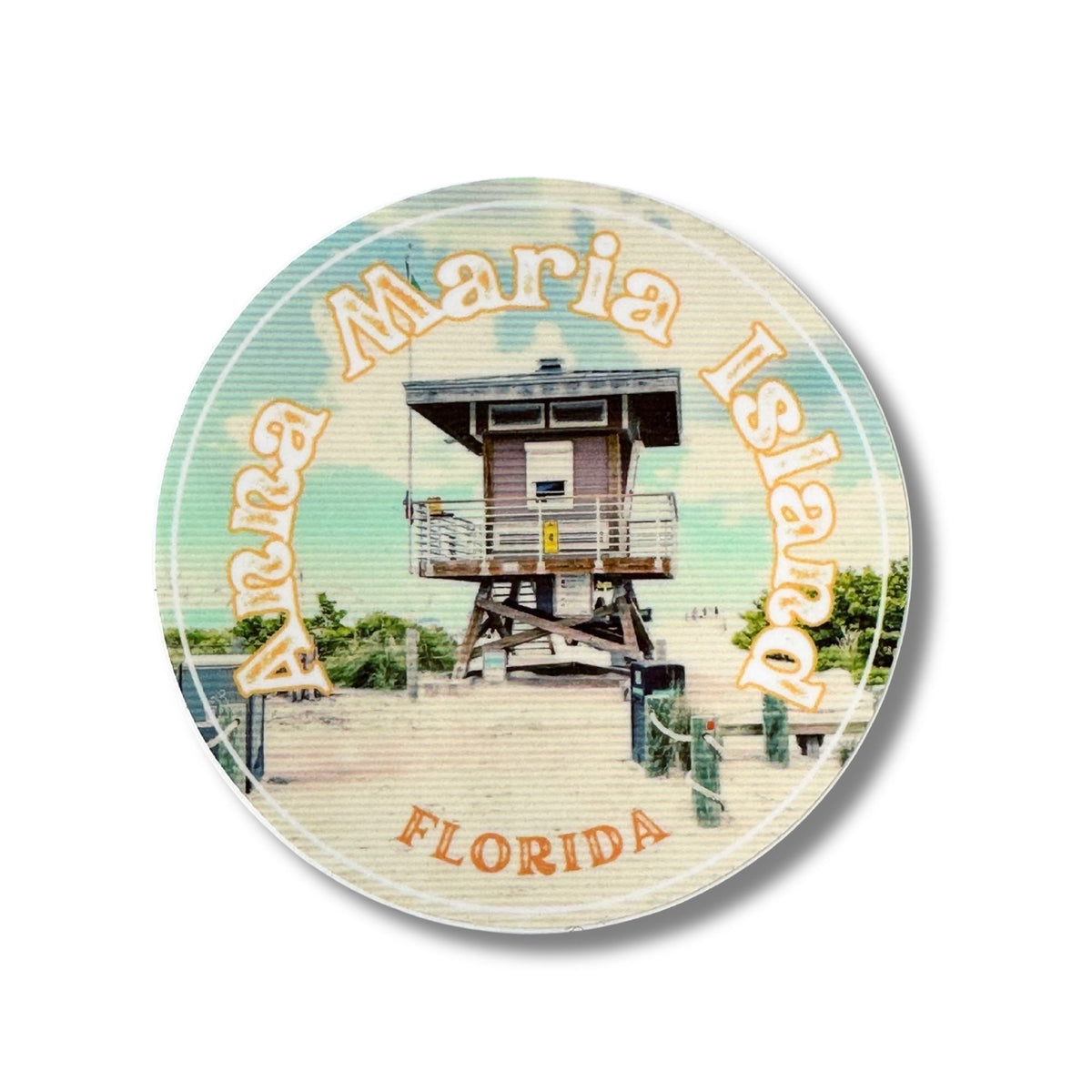 Florida Anna Maria Island Lifeguard Tower Weatherproof Sticker