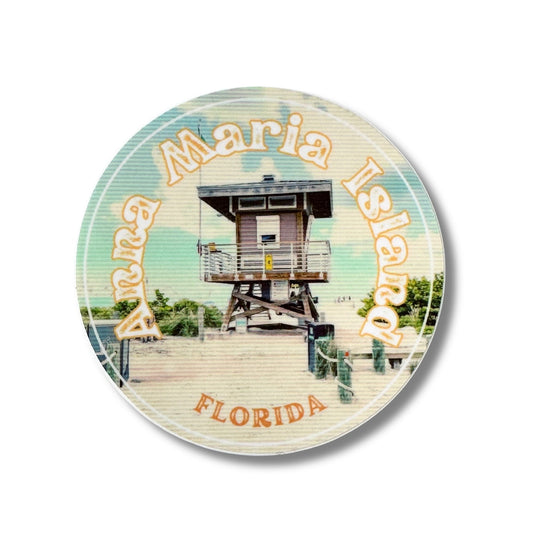Florida Anna Maria Island Lifeguard Tower Weatherproof Sticker