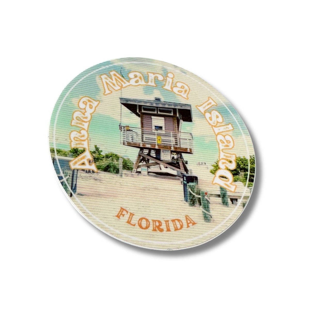 Florida Anna Maria Island Lifeguard Tower Weatherproof Sticker