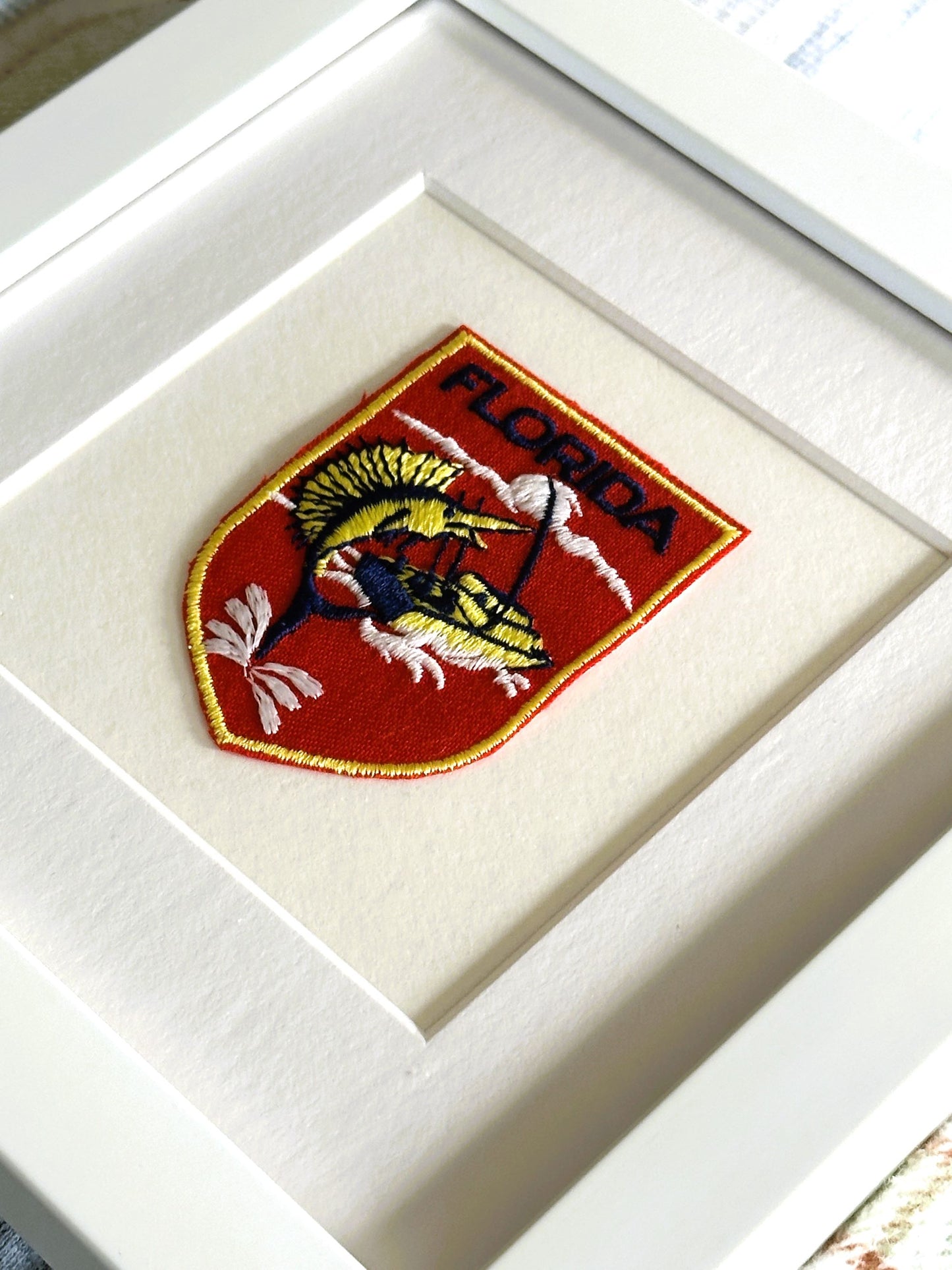 Florida Marlin and Boat Framed Vintage Travel Patch