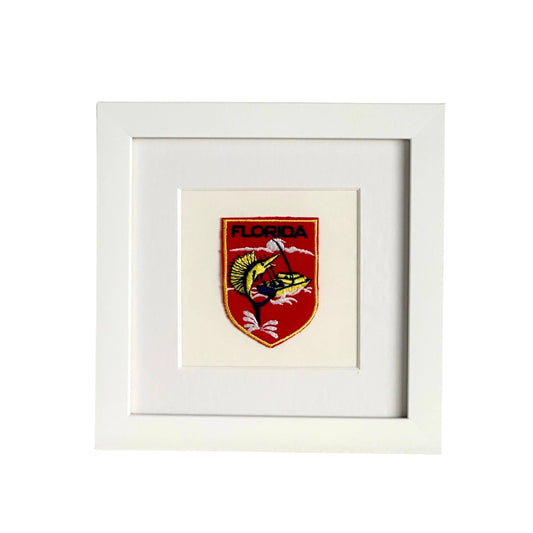 Florida Marlin and Boat Framed Vintage Travel Patch