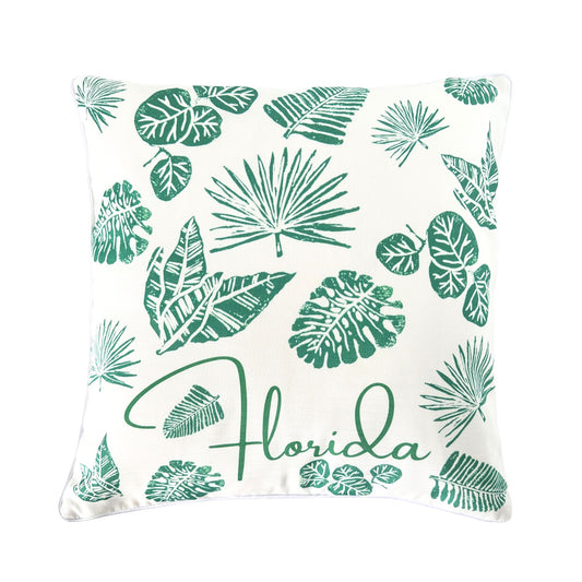 Florida Botanicals Block Print Design Throw Pillow