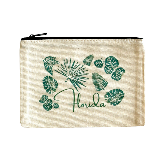 Florida Botanicals Block Print Zipper Pouch Bag