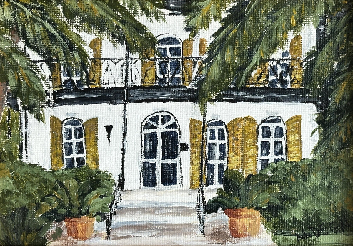 Florida Key West Hemingway's House Painting by Nikki Degn 5x7 inches Acrylic on Canvas Solid Wood Framed