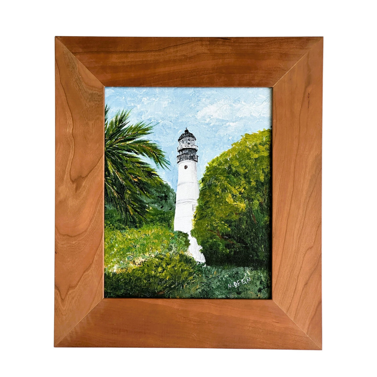 Florida Key West Lighthouse Painting by Nikki Degn 8x10 inches Acrylic on Canvas Solid Wood Framed