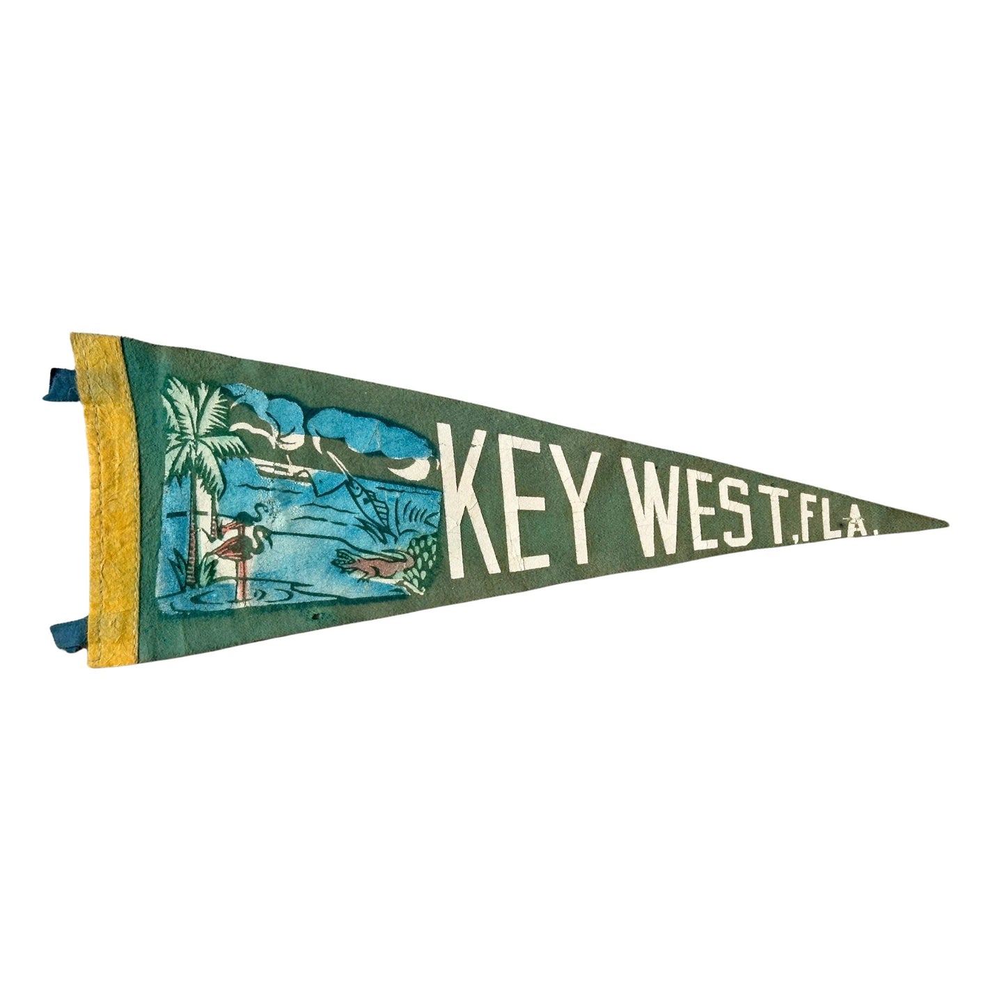 Florida Key West Old Vintage Small Green Pennant