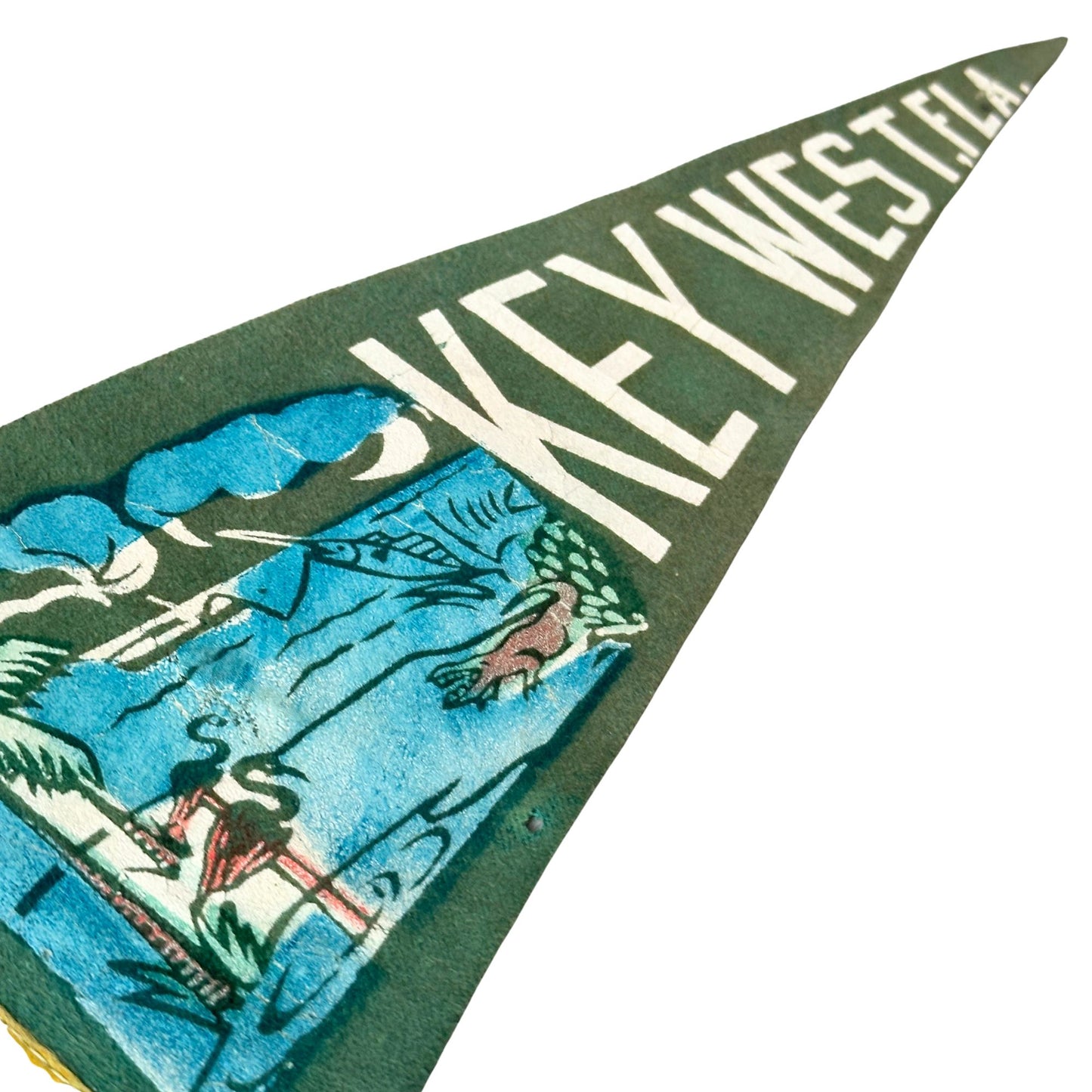 Florida Key West Old Vintage Small Green Pennant