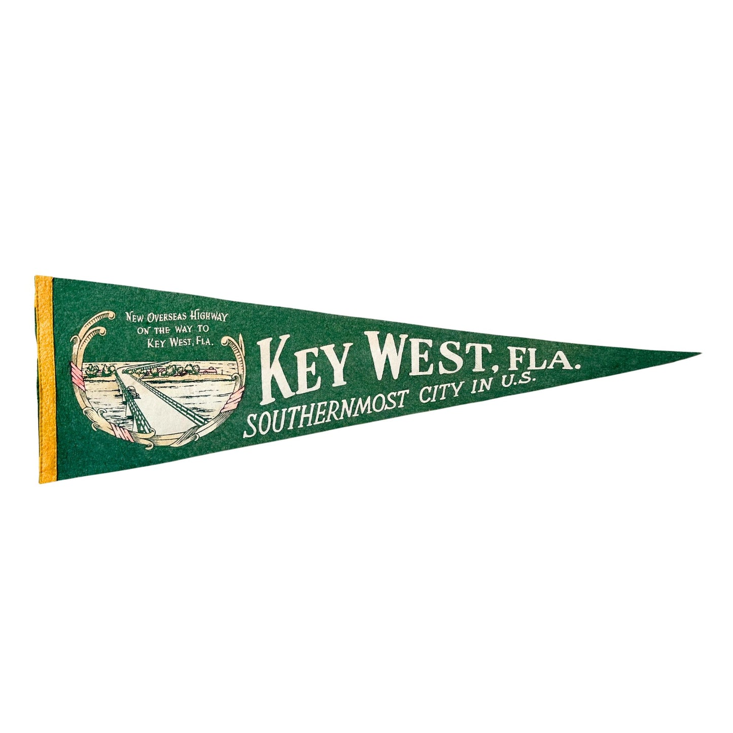 Florida Key West Overseas Highway Large Green Vintage Pennant