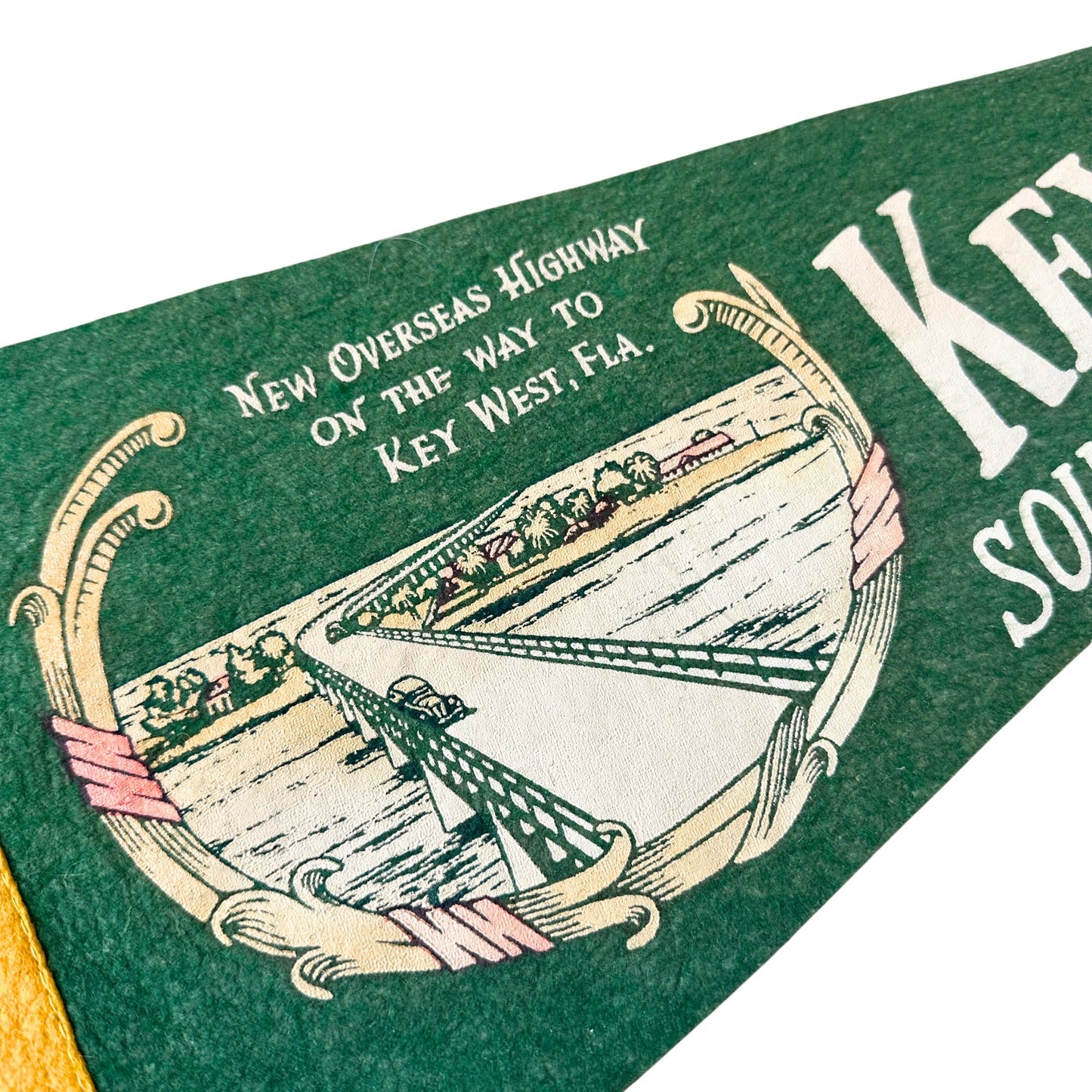 Florida Key West Overseas Highway Large Green Vintage Pennant