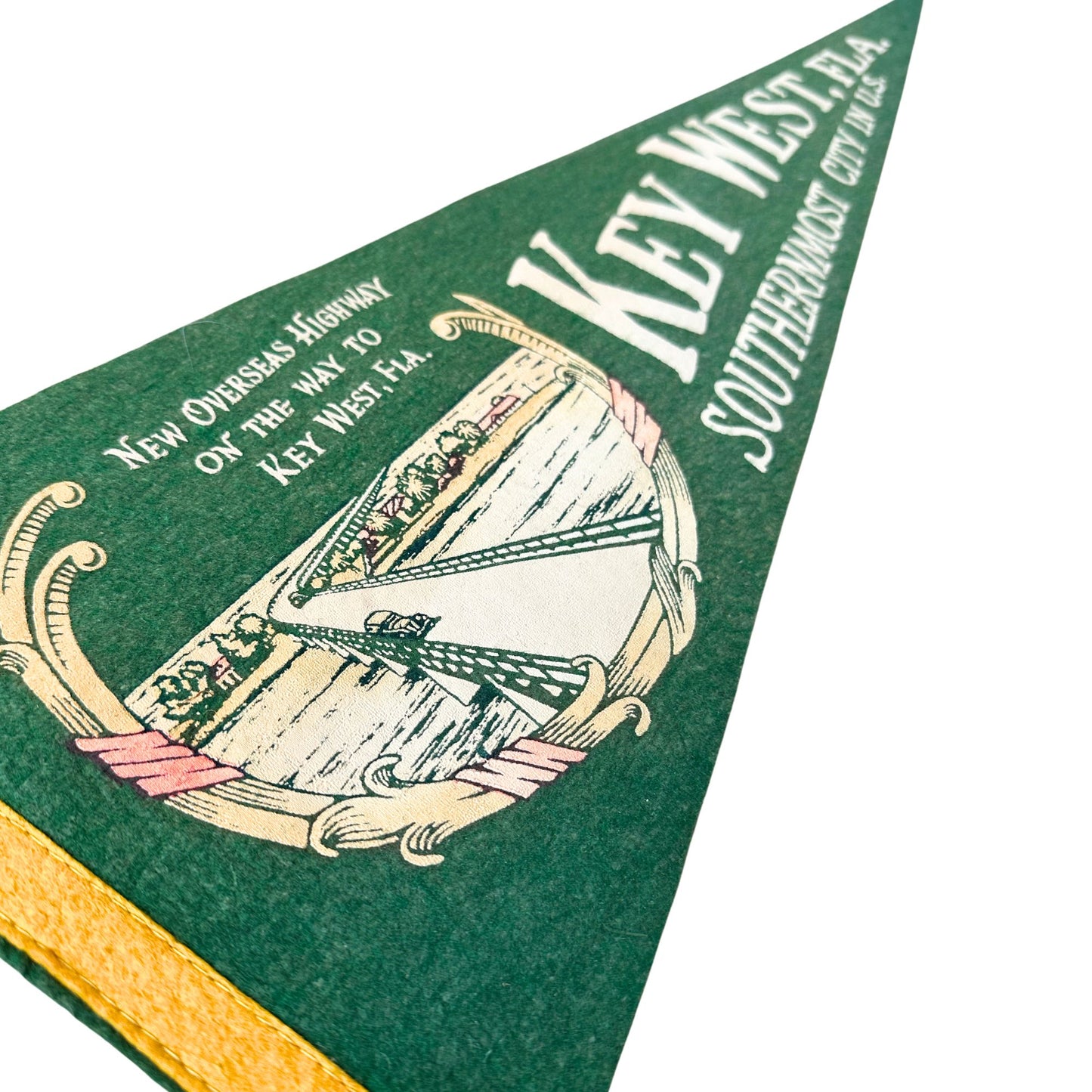 Florida Key West Overseas Highway Large Green Vintage Pennant