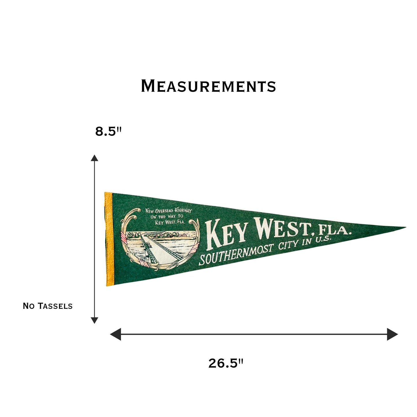 Florida Key West Overseas Highway Large Green Vintage Pennant