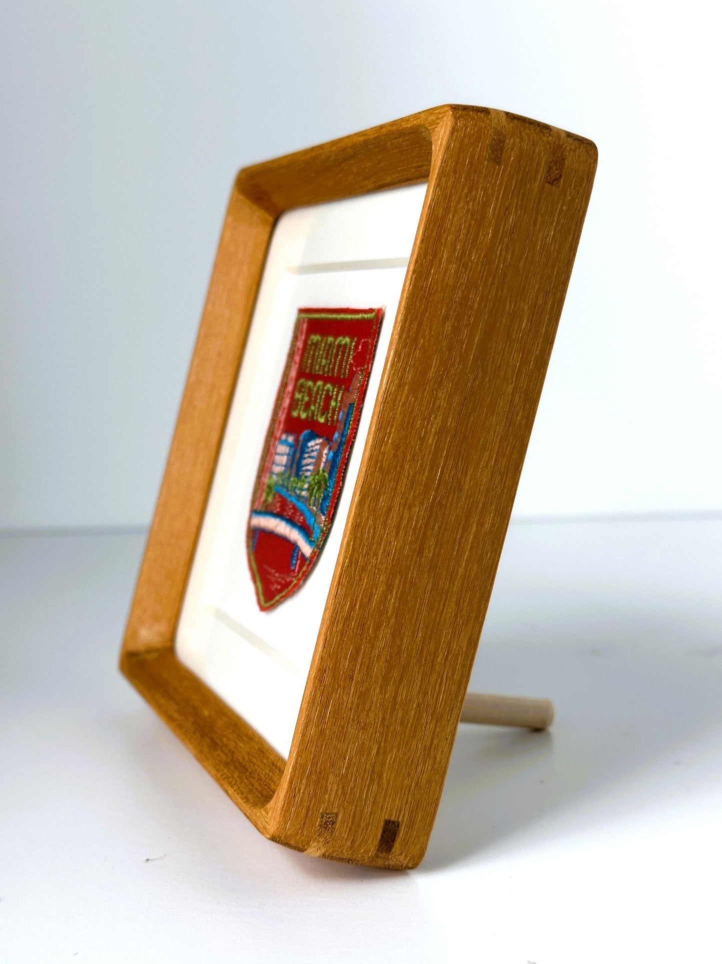 Florida Miami Beach Vintage Travel Patch Wood Framed