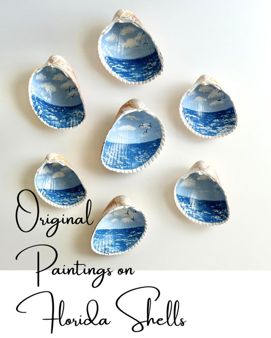 Florida Atlantic Cockle Shell with Hand Painted Original Art
