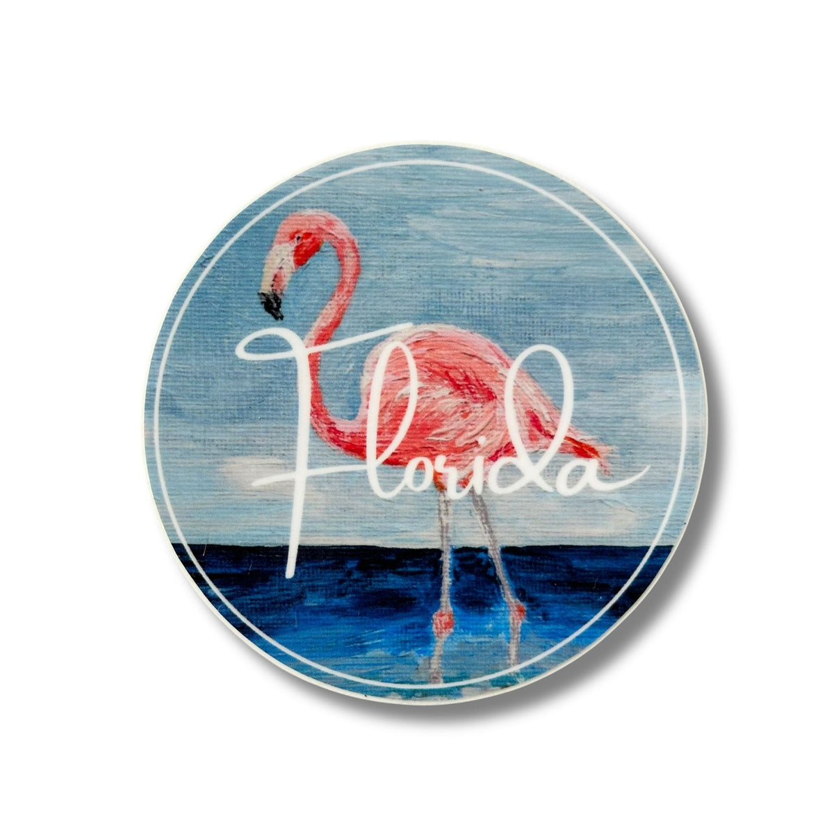 Florida Painted Flamingo Weatherproof Sticker