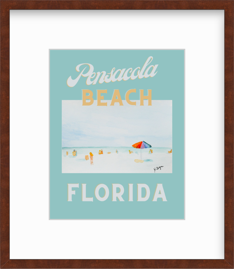 Florida Pensacola Beach Watercolor Giclee Art Print Poster Style