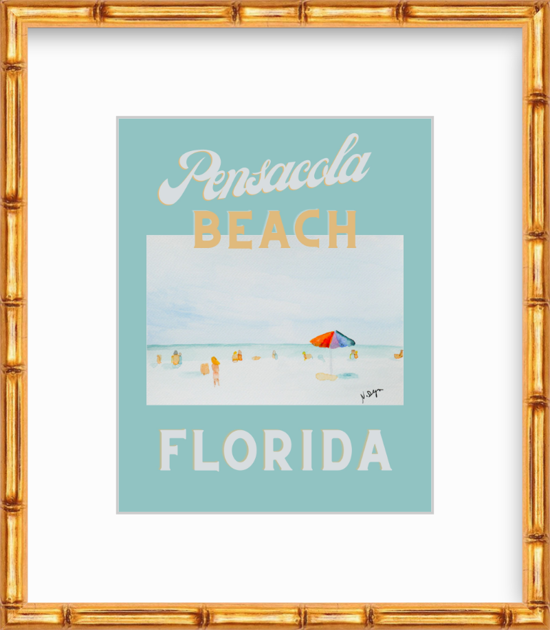Florida Pensacola Beach Watercolor Giclee Art Print Poster Style