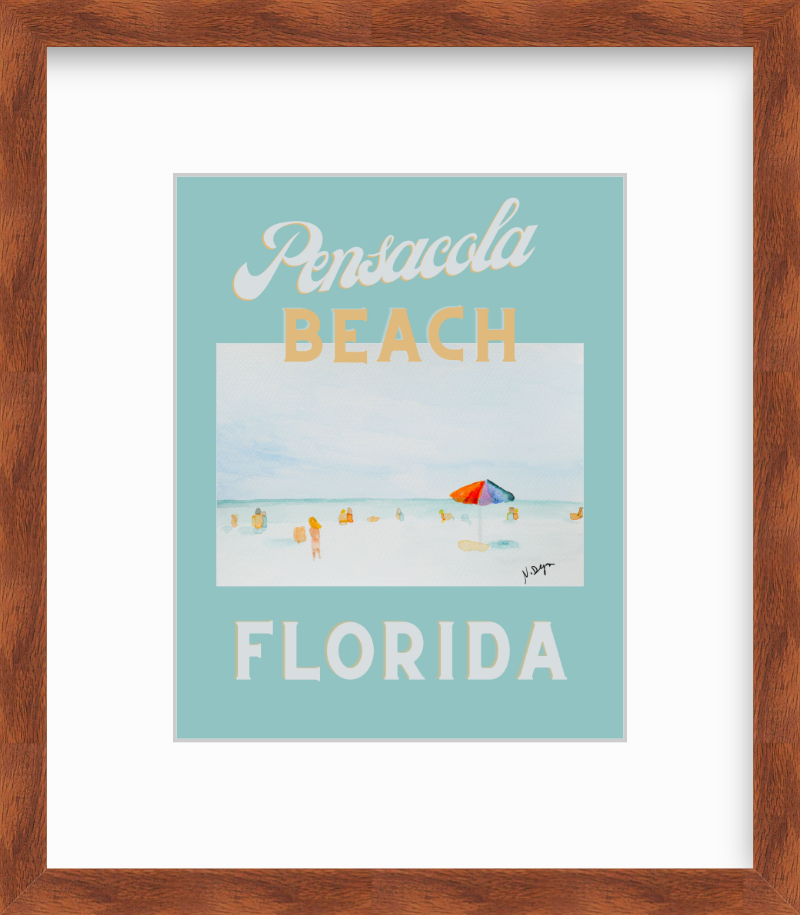 Florida Pensacola Beach Watercolor Giclee Art Print Poster Style