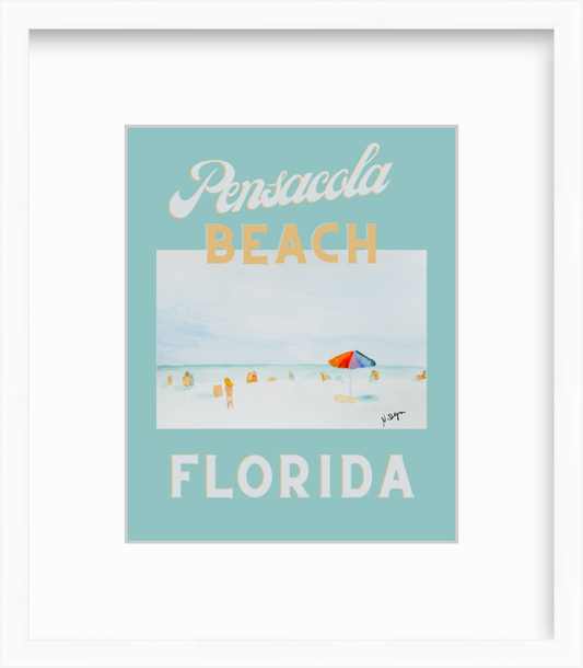 Florida Pensacola Beach Watercolor Giclee Art Print Poster Style