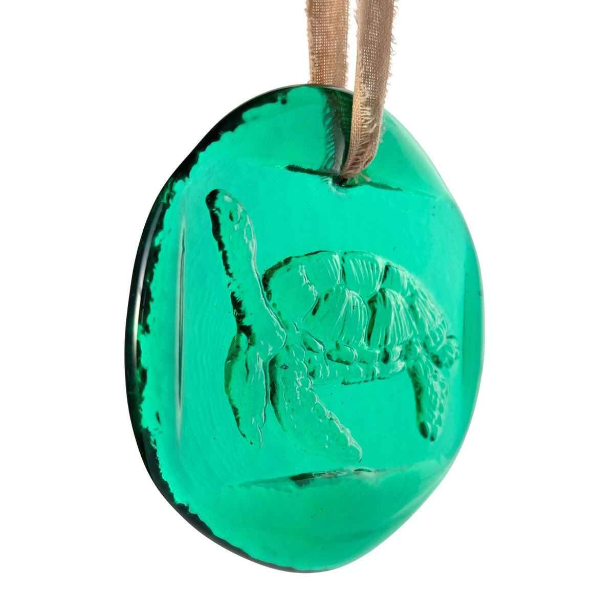 Florida Sea Turtle Green Vintage Glass Sun Catcher Ornament