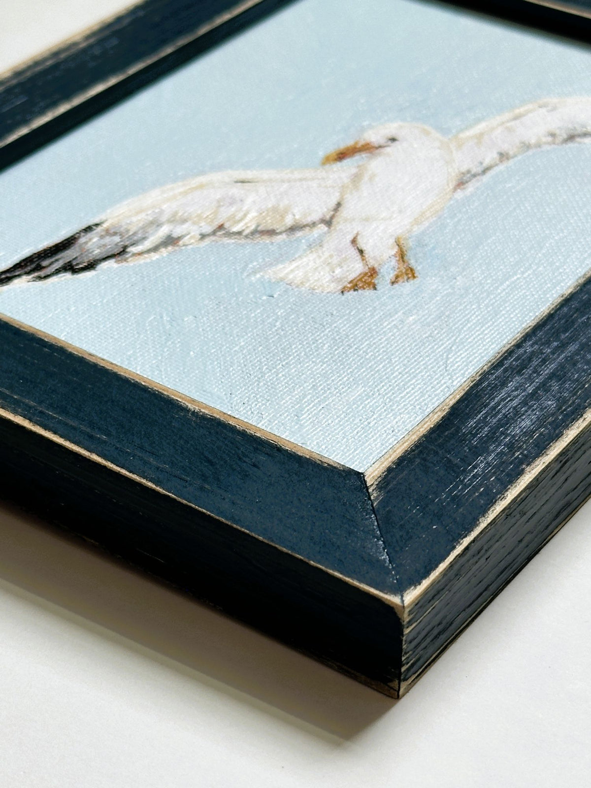 Florida Seagull Flying Original Painting on Canvas by Nikki Degn Wood Framed