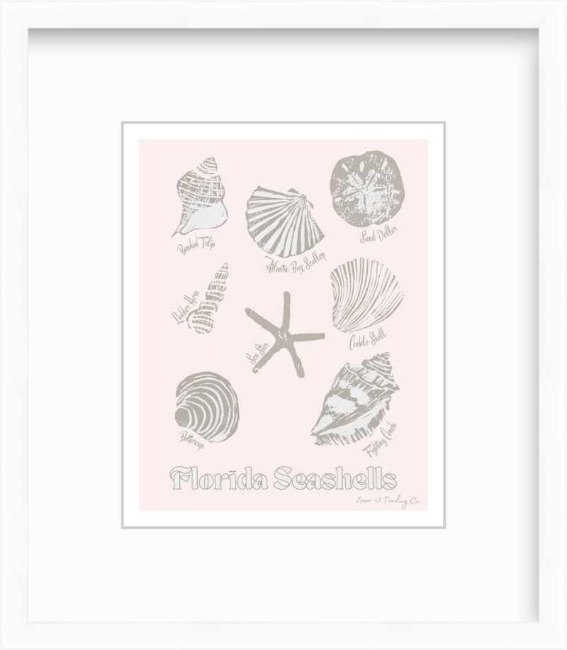 Florida Seashells Block Print by Nikki Degn Giclee Art Print