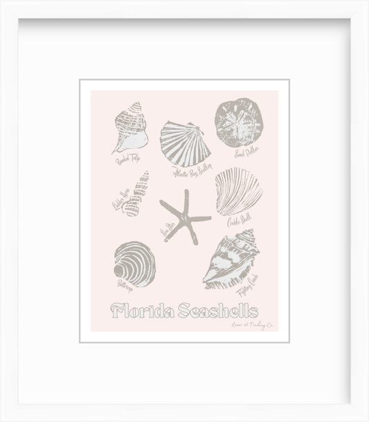 Florida Seashells Block Print by Nikki Degn Giclee Art Print