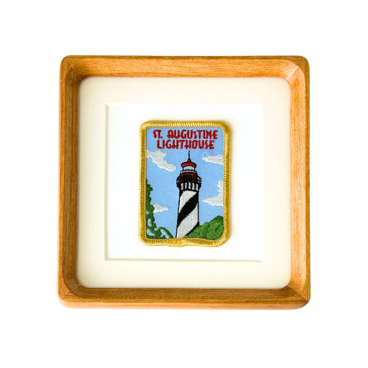Florida St. Augustine Lighthouse Vintage Travel Patch Wood Framed