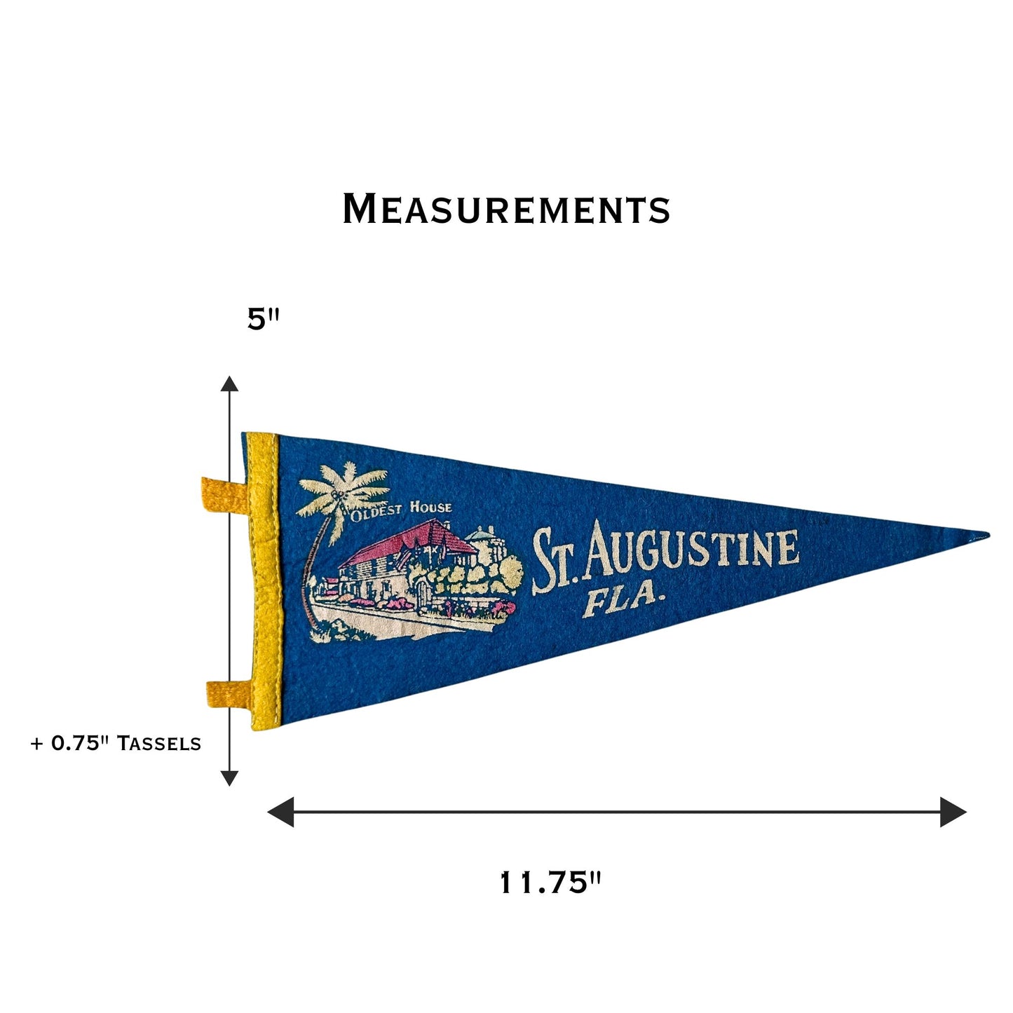 Florida St. Augustine Oldest House Blue Small Vintage Pennant