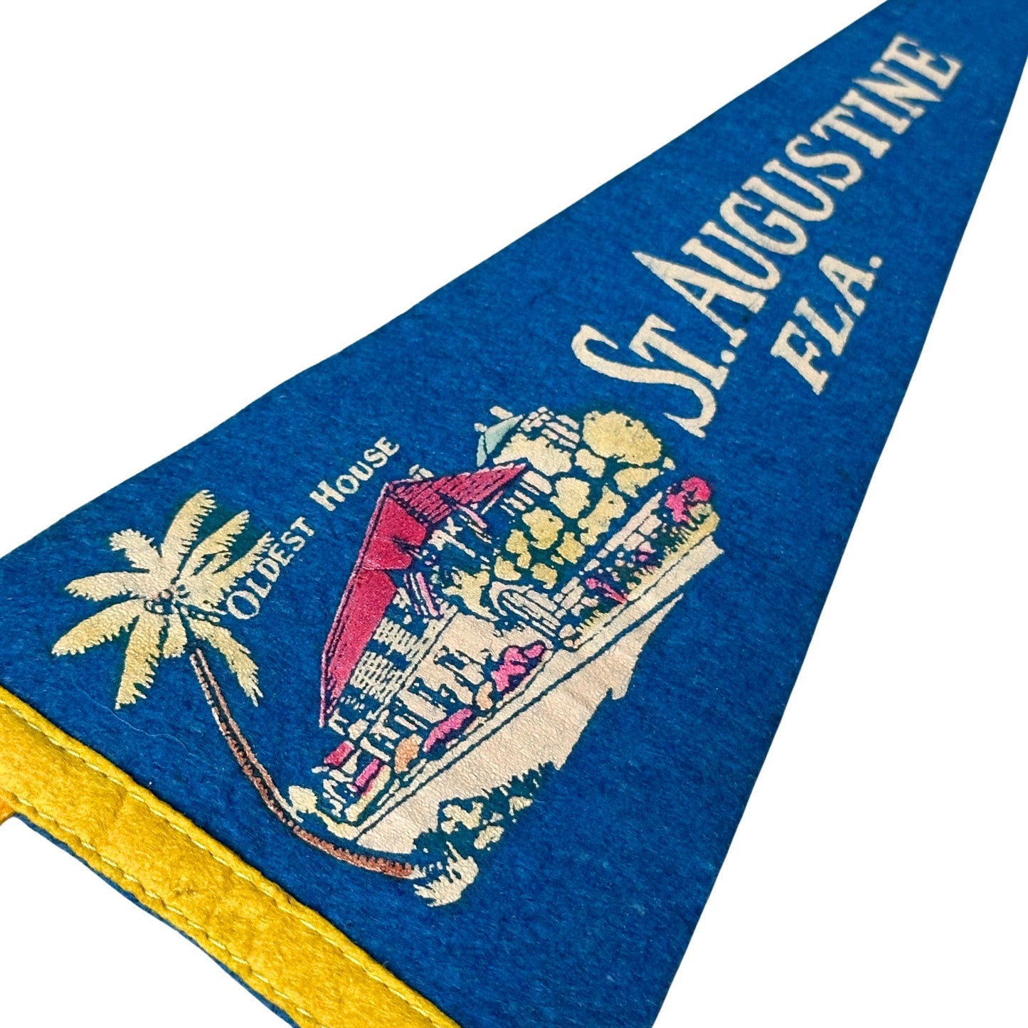 Florida St. Augustine Oldest House Blue Small Vintage Pennant