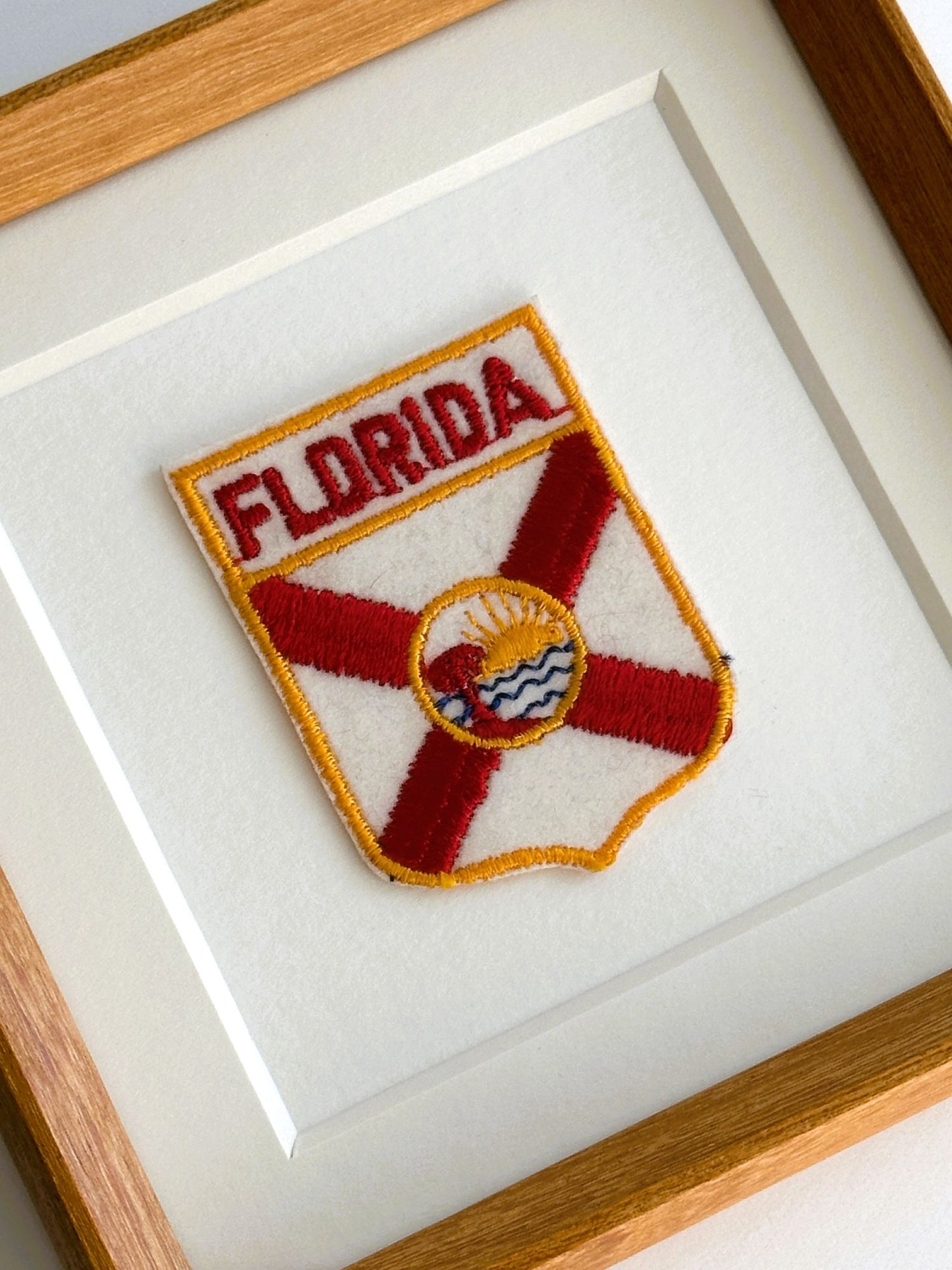 Florida Flag Banner Vintage Framed Travel Patch