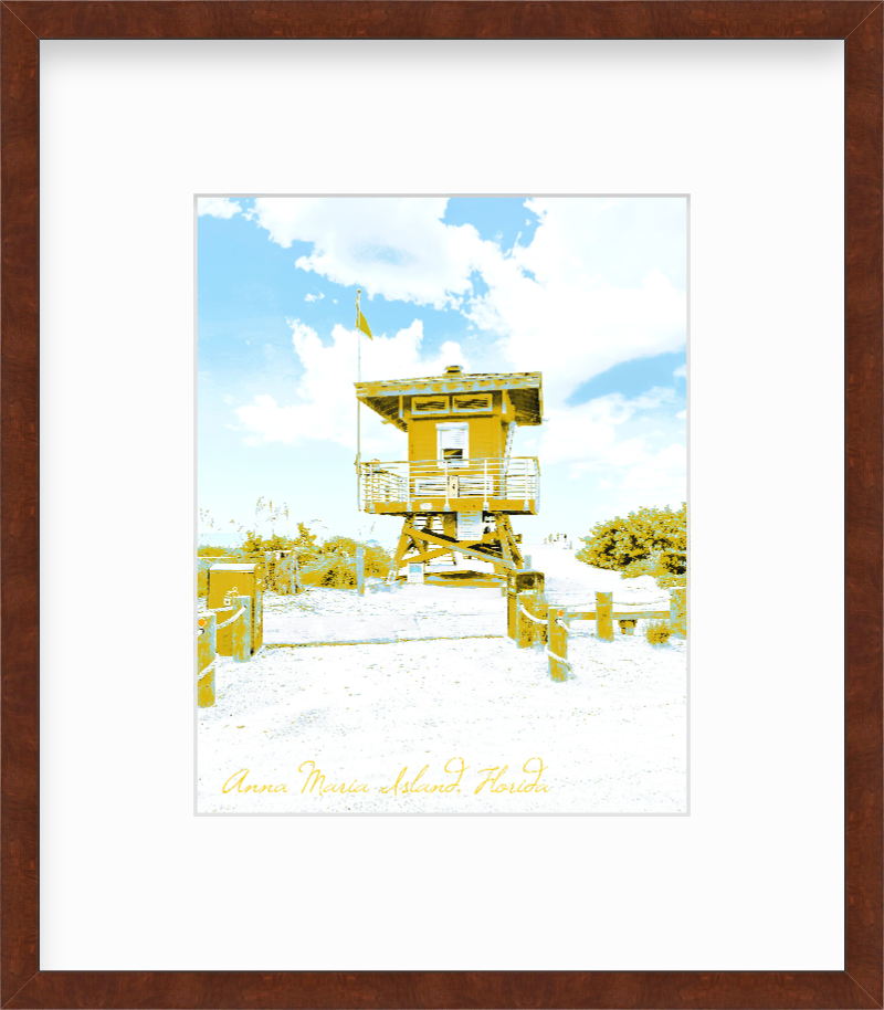 Florida Anna Maria Island Lifeguard Station Cortez Beach Poster Style Giclee Travel Print