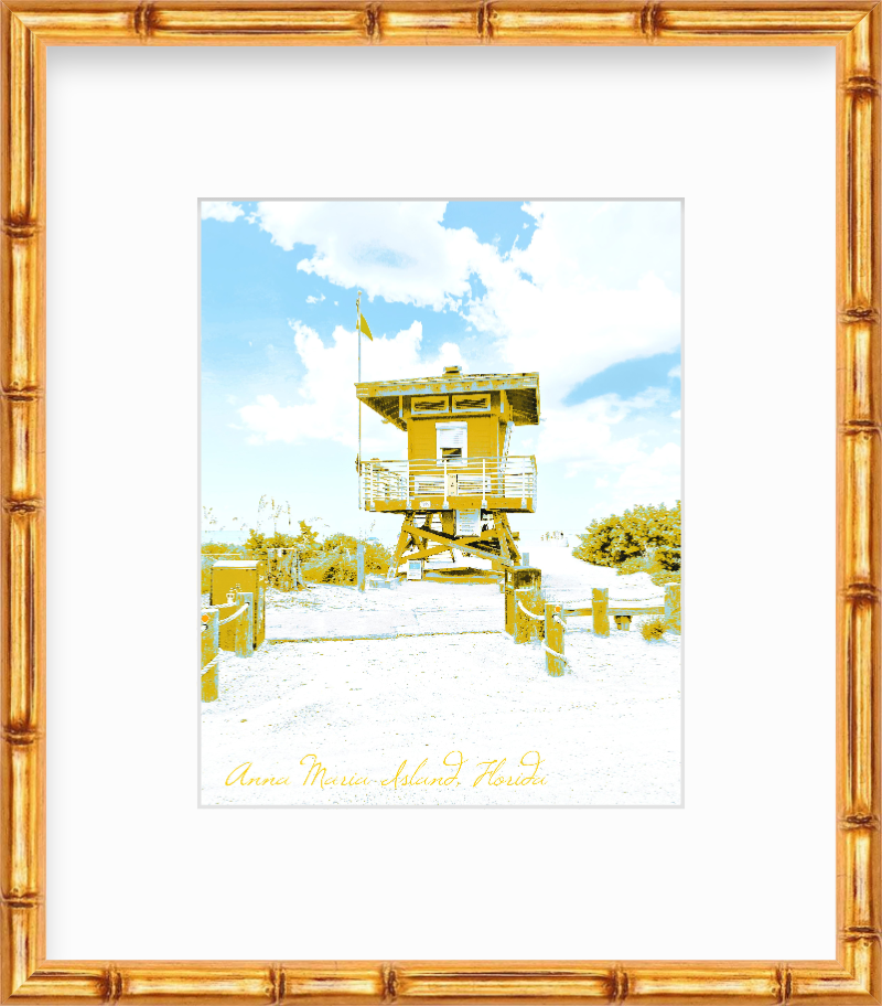 Florida Anna Maria Island Lifeguard Station Cortez Beach Poster Style Giclee Travel Print