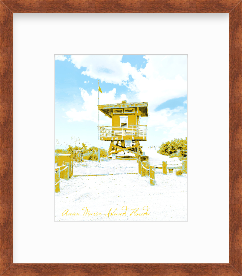 Florida Anna Maria Island Lifeguard Station Cortez Beach Poster Style Giclee Travel Print