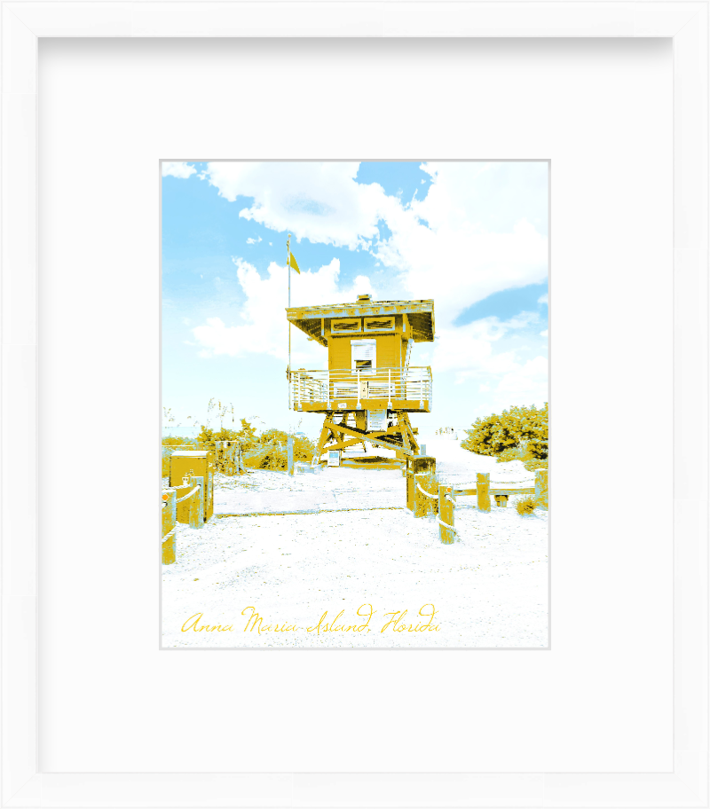 Florida Anna Maria Island Lifeguard Station Cortez Beach Poster Style Giclee Travel Print