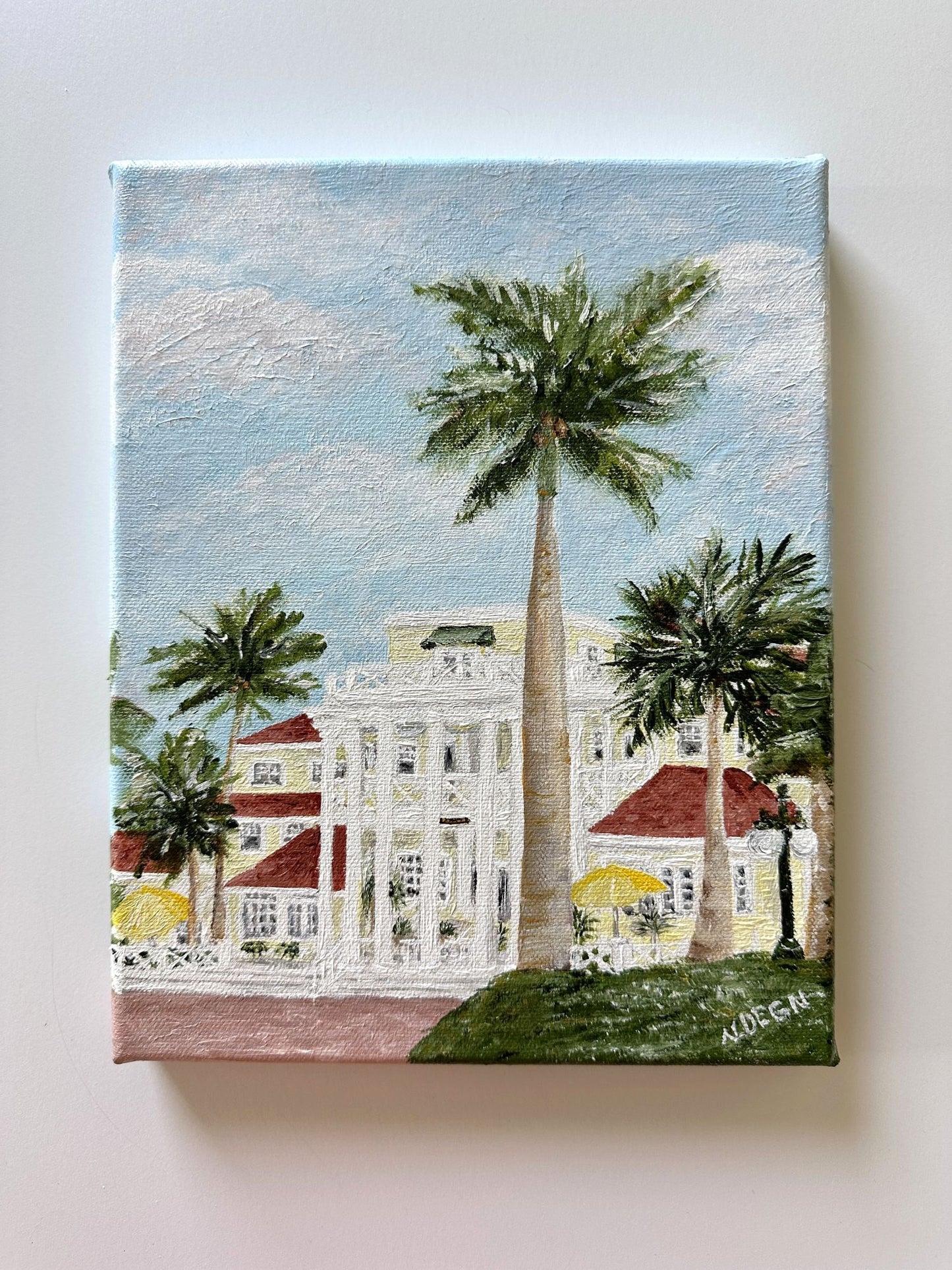Florida Boca Grande Gasparilla Inn Original Painting on Canvas by Nikki Degn, Vintage Framed