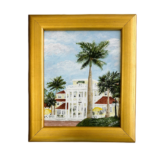Florida Boca Grande Gasparilla Inn Original Painting on Canvas by Nikki Degn, Vintage Framed