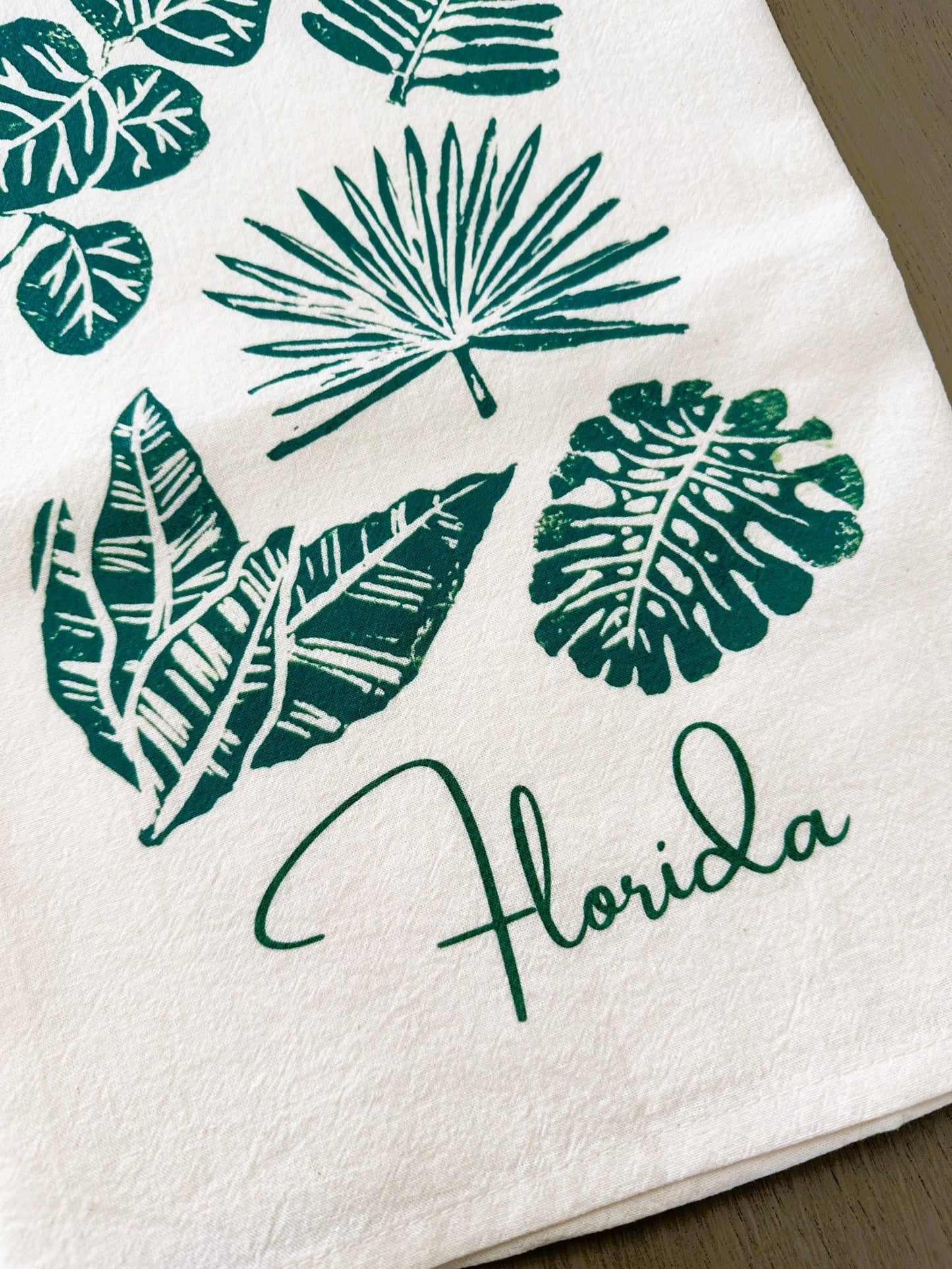 Florida Botanicals Block Print Flour Sack Dish Towel