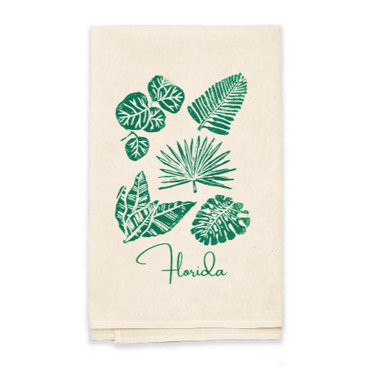 Florida Botanicals Block Print Flour Sack Dish Towel