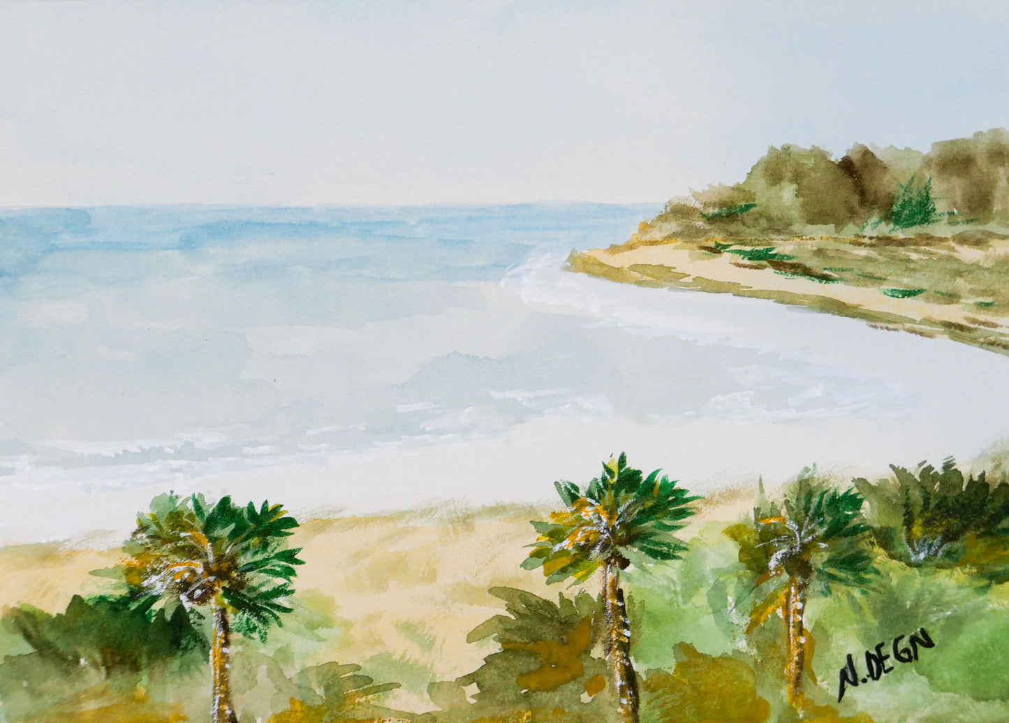 Florida Fort De Soto Beach Watercolor Giclee Art Print