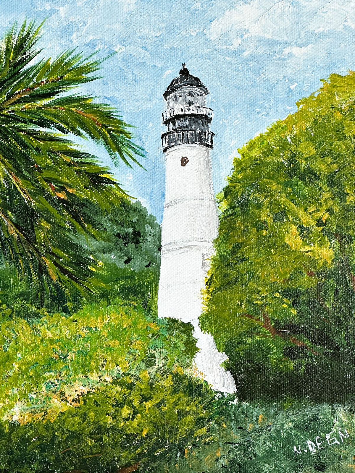 Florida Key West Lighthouse Painting by Nikki Degn 8x10 inches Acrylic on Canvas Solid Wood Framed