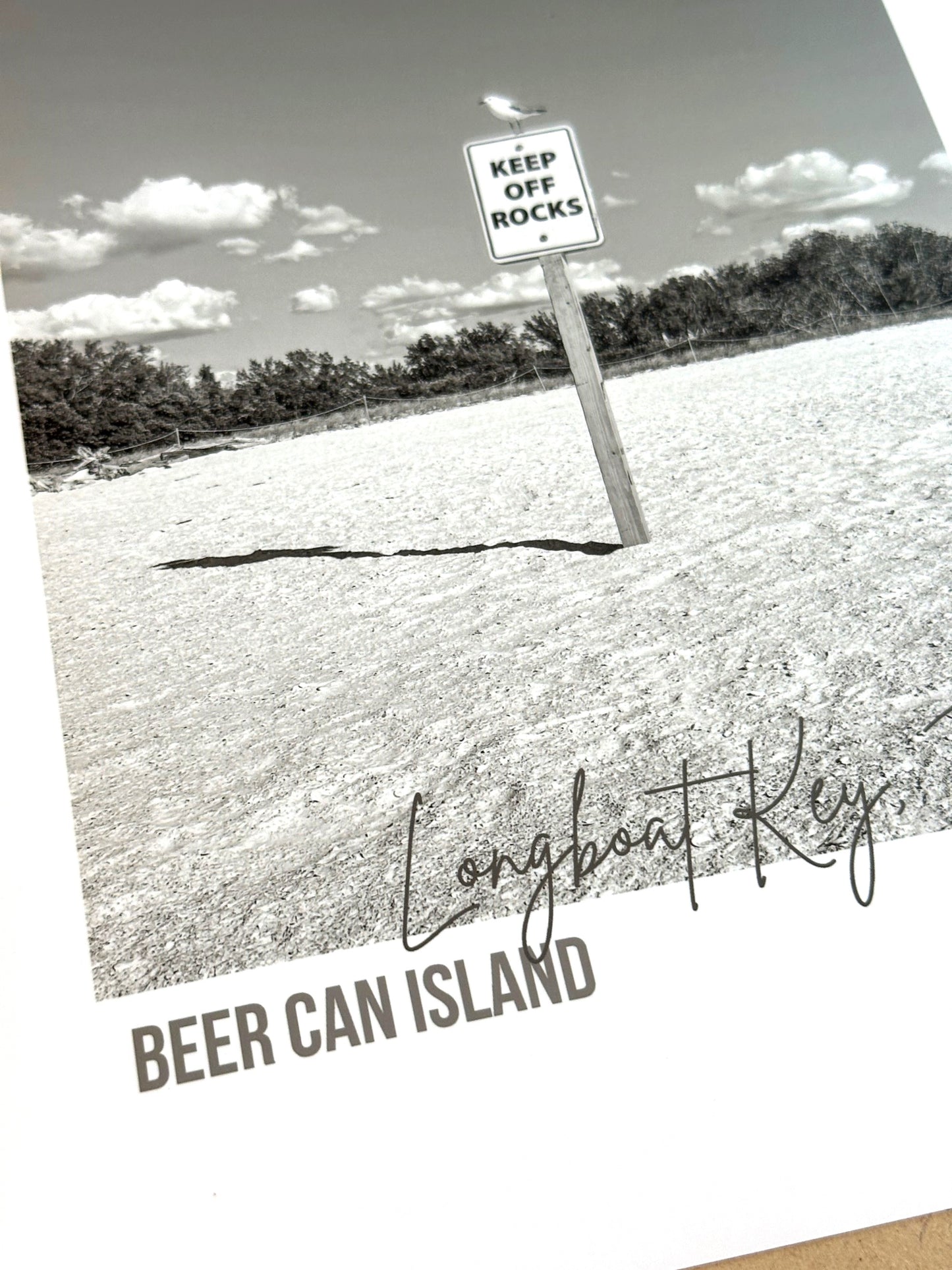 Florida Longboat Key Beer Can Island Keep off Rocks Sign Giclee Travel Print