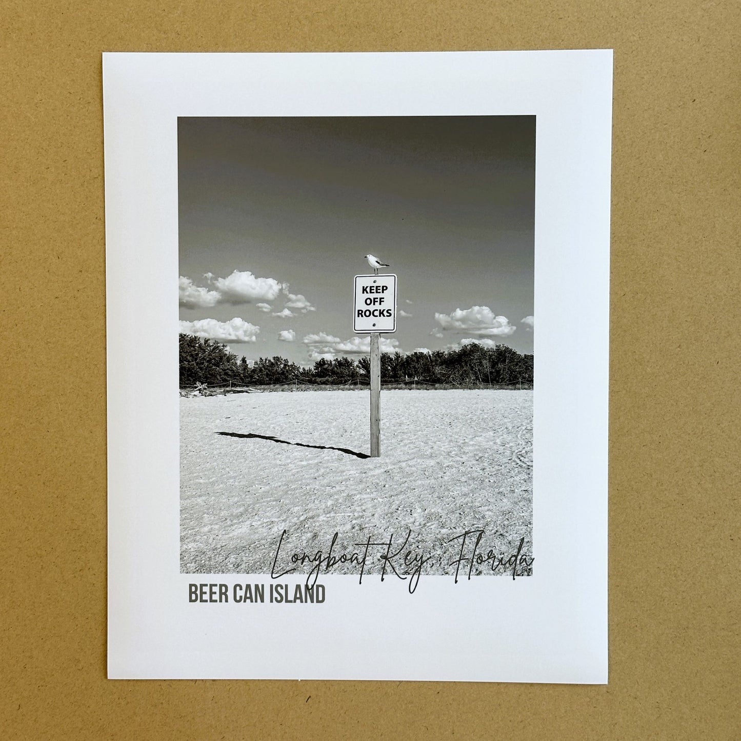 Florida Longboat Key Beer Can Island Keep off Rocks Sign Giclee Travel Print