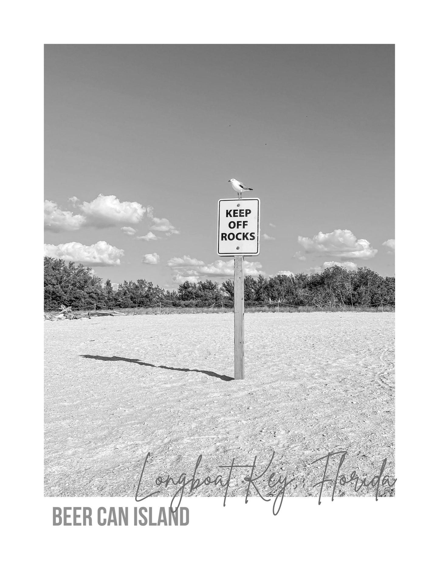 Florida Longboat Key Beer Can Island Keep off Rocks Sign Giclee Travel Print