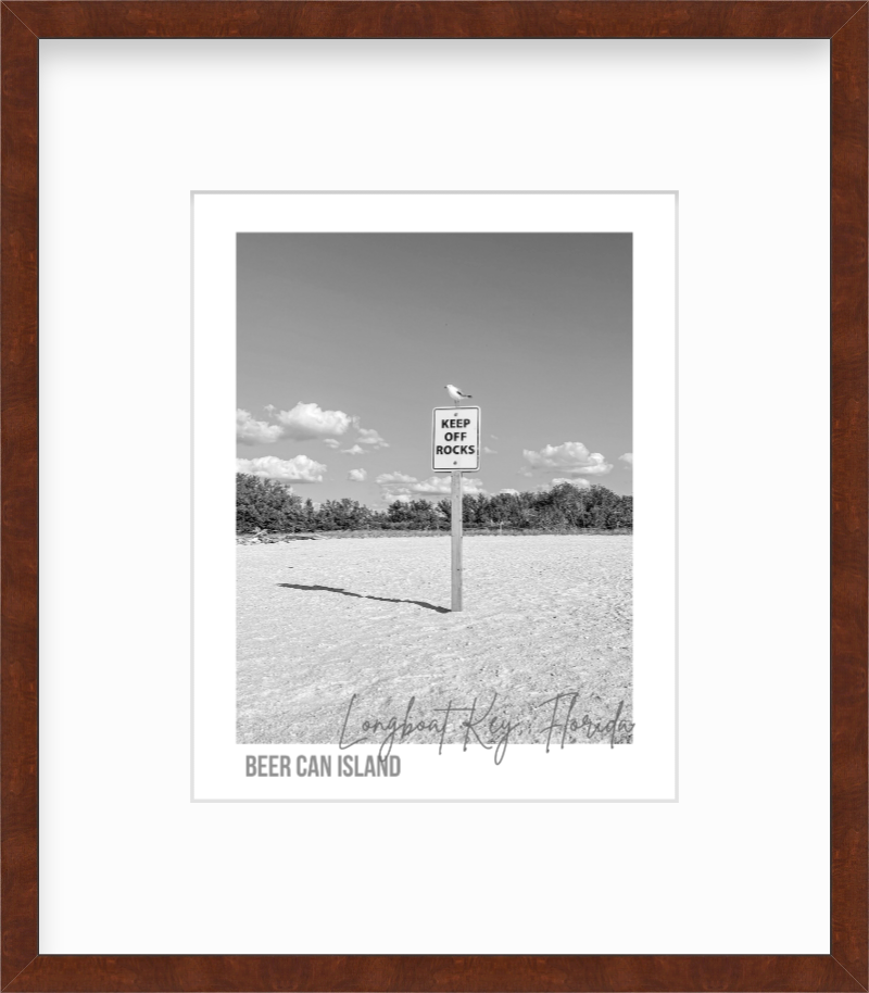 Florida Longboat Key Beer Can Island Keep off Rocks Sign Giclee Travel Print
