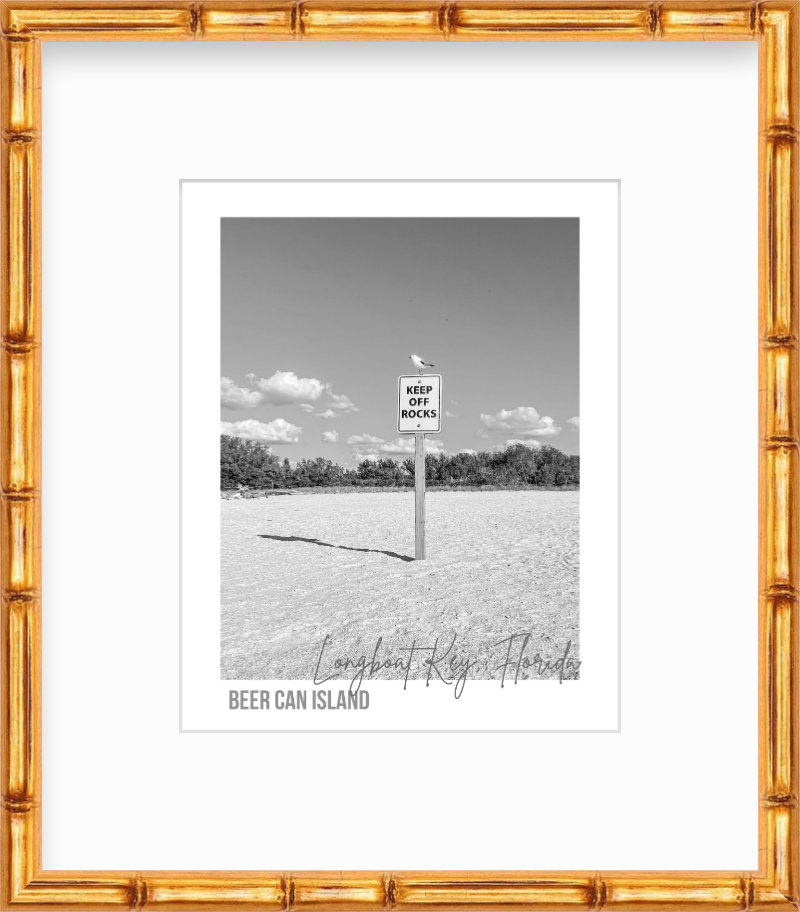 Florida Longboat Key Beer Can Island Keep off Rocks Sign Giclee Travel Print