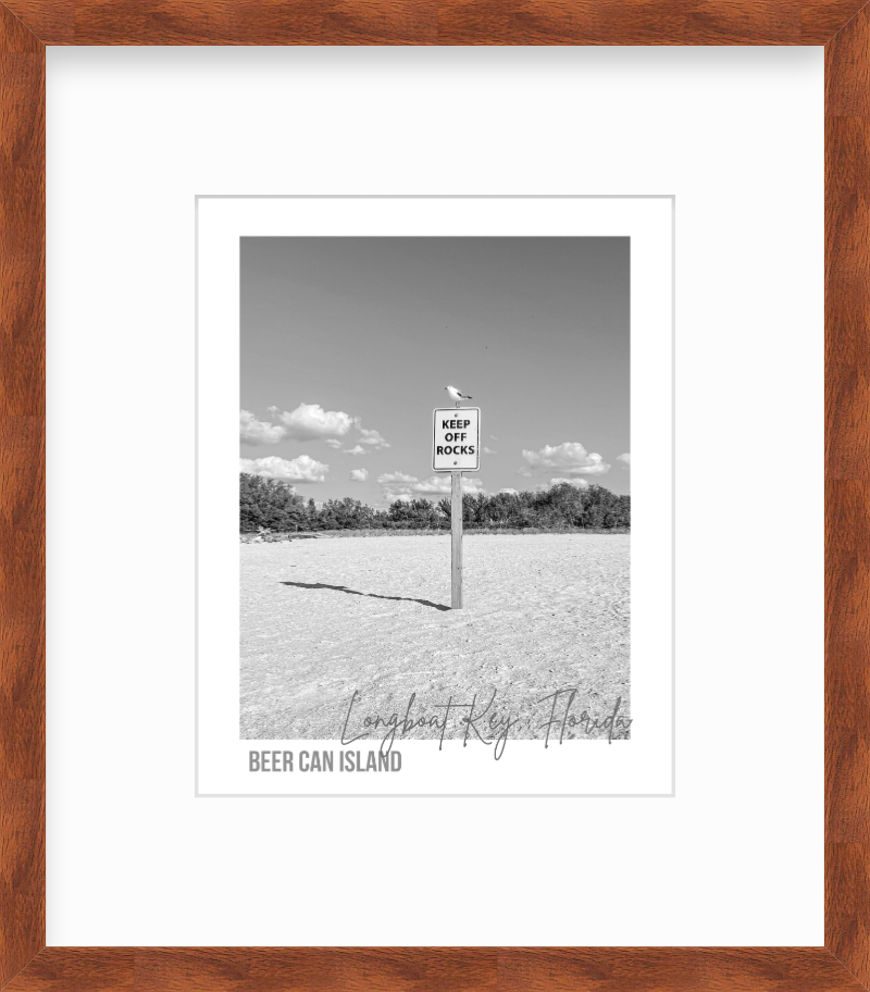 Florida Longboat Key Beer Can Island Keep off Rocks Sign Giclee Travel Print