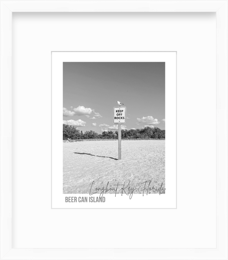 Florida Longboat Key Beer Can Island Keep off Rocks Sign Giclee Travel Print